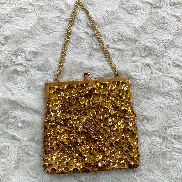 EUC Vintage Mr. Ernest Gold Sequined Evening Bag - Picture 3 of 7